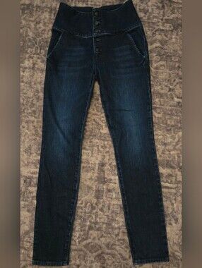 Frame Denim Dark Indigo High-Waist Skinny Jeans Sz 27, Inseam 28"